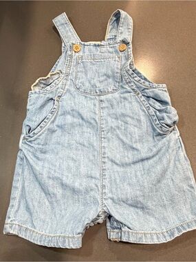 Light Wash Denim Short Overalls for Kids